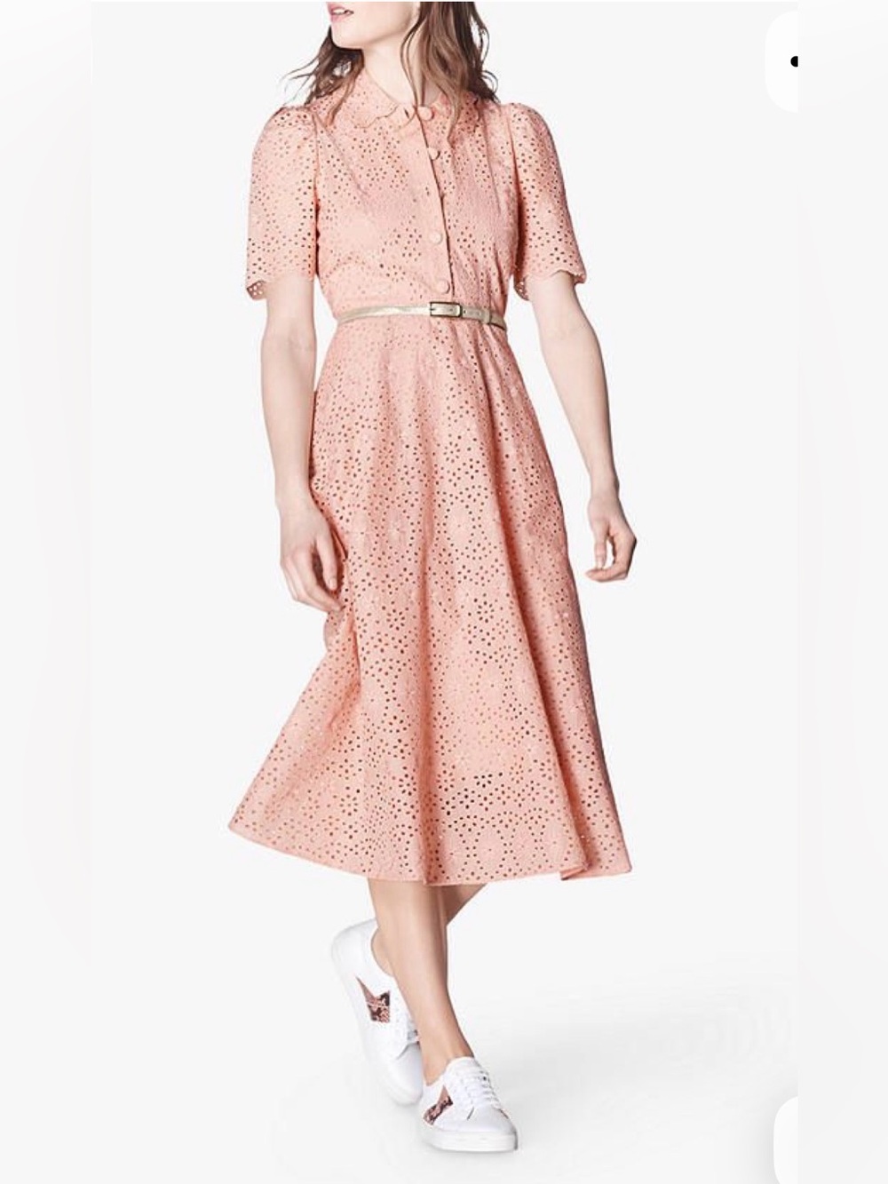 LK Bennett Blush Pink Eyelet Maxi Dress
